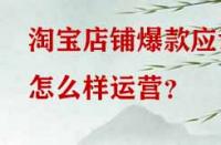 淘寶店鋪爆款應(yīng)該怎么樣運(yùn)營(yíng)？