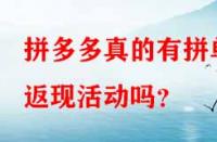 拼多多真的有拼單返現(xiàn)活動(dòng)嗎？