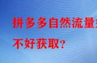 拼多多自然流量好不好獲??？