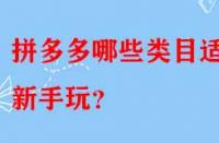 拼多多哪些類目適合新手玩？
