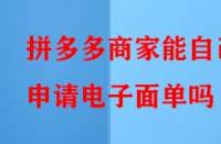 拼多多商家能自己申請電子面單嗎？
