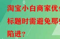 淘寶小白商家優(yōu)化標(biāo)題時(shí)需避免那些陷進(jìn)？