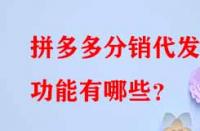 拼多多分銷(xiāo)代發(fā)的功能有哪些？