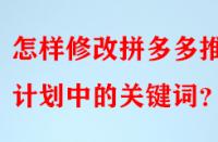 怎樣修改拼多多推廣計(jì)劃中的關(guān)鍵詞？