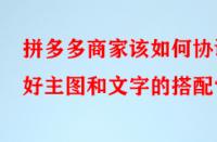 拼多多商家該如何協(xié)調(diào)好主圖和文字的搭配？
