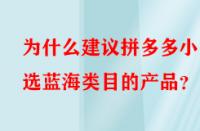 為什么建議拼多多小白選藍(lán)海類目的產(chǎn)品？