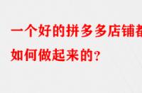 一個(gè)好的拼多多店鋪都是如何做起來的？