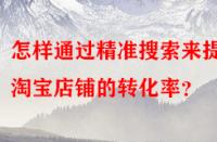 怎樣通過精準(zhǔn)搜索來提高淘寶店鋪的轉(zhuǎn)化率？