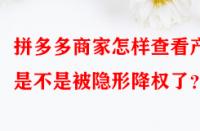 拼多多商家怎樣查看產(chǎn)品是不是被隱形降權(quán)了？