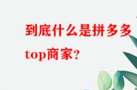 到底什么是拼多多top商家？