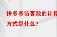 拼多多訪客數(shù)的計(jì)算方式是什么？